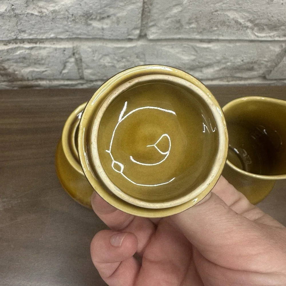 Vintage MCM Set Creamer & Sugar W Lid Two tone Brown Glaze Harvest Gold Japan